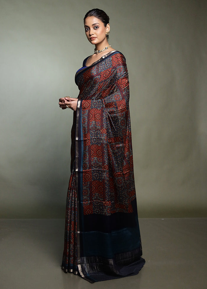 Blue Handloom Chiffon Pure Silk Saree With Blouse Piece