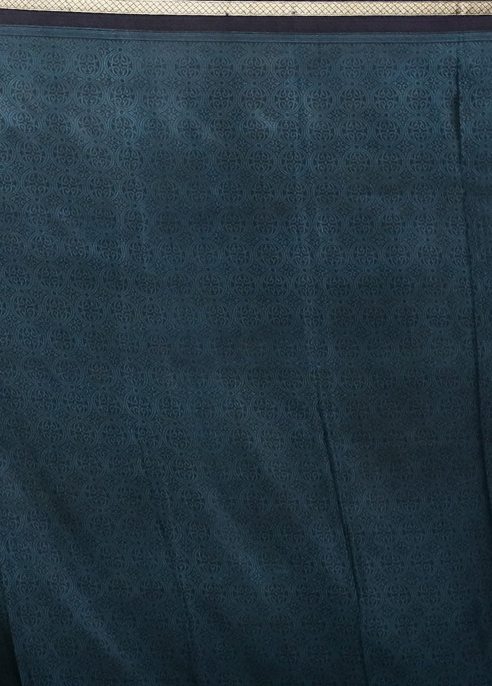 Blue Handloom Chiffon Pure Silk Saree With Blouse Piece