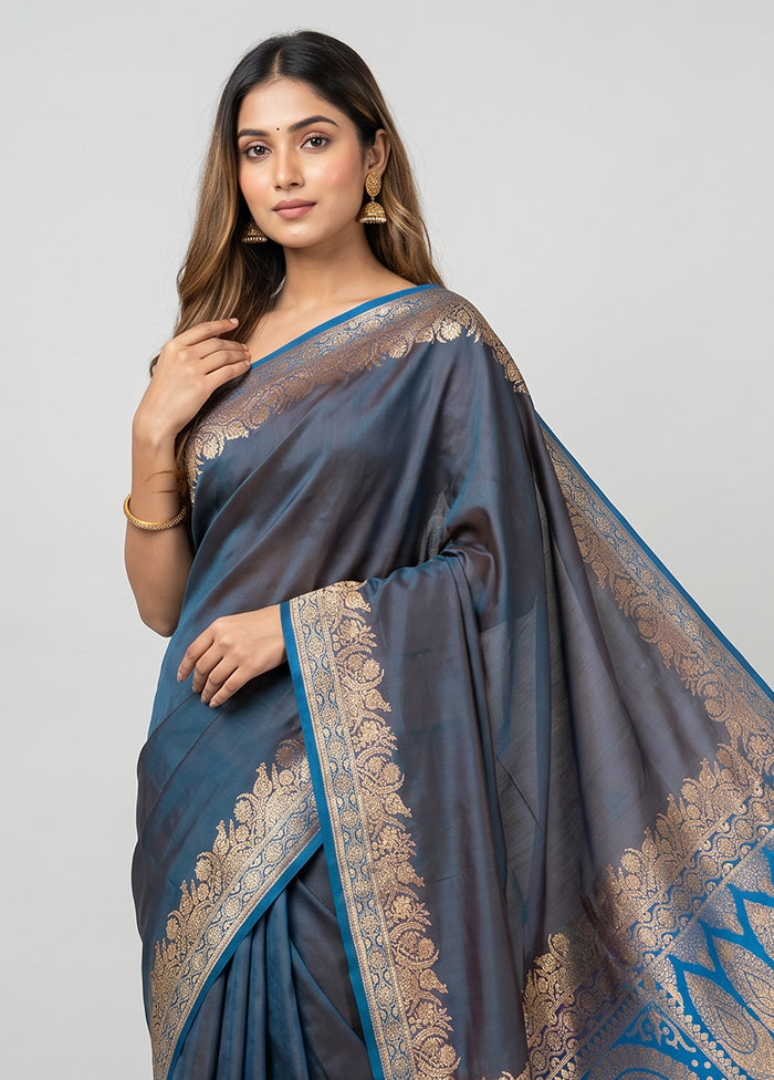 Green Banarasi Silk Saree With Blouse Piece