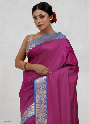 Pink Banarasi Silk Saree With Blouse Piece