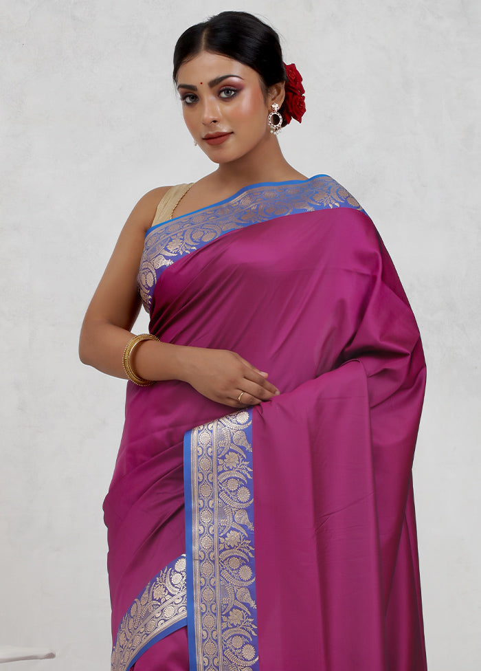 Pink Banarasi Silk Saree With Blouse Piece