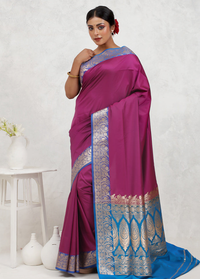 Pink Banarasi Silk Saree With Blouse Piece