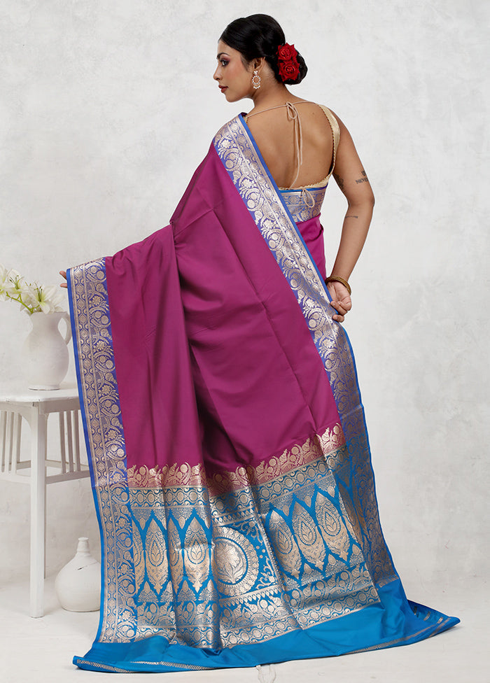 Pink Banarasi Silk Saree With Blouse Piece