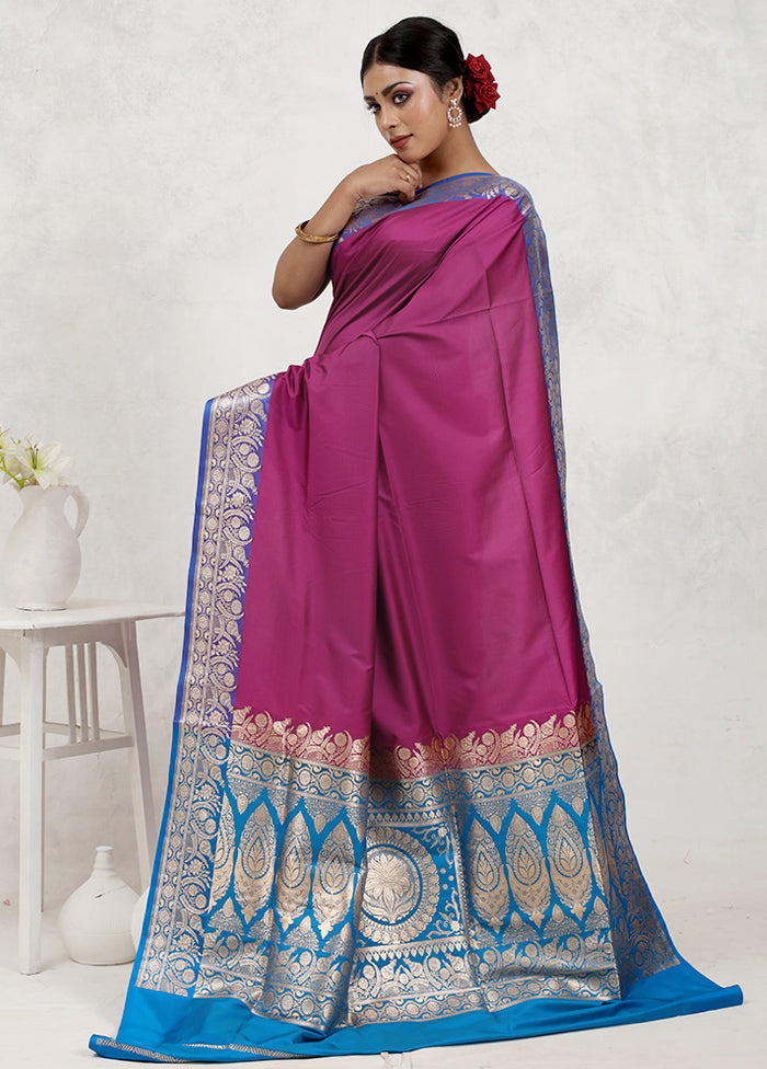 Pink Banarasi Silk Saree With Blouse Piece