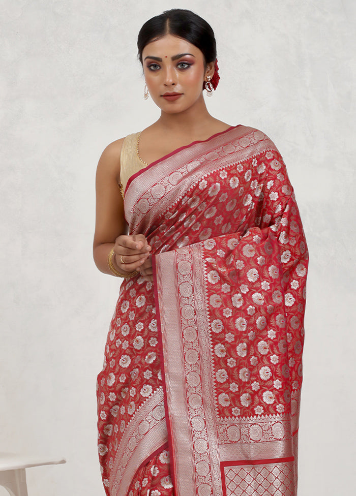 Red Uppada Silk Saree With Blouse Piece