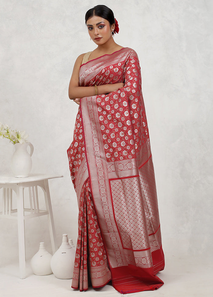 Red Uppada Silk Saree With Blouse Piece