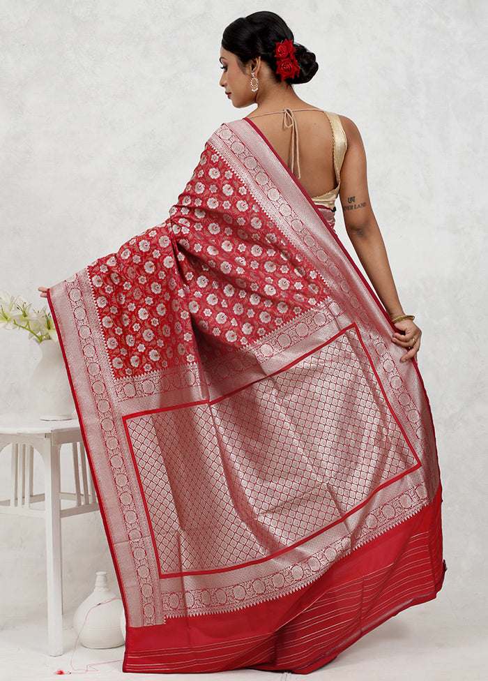 Red Uppada Silk Saree With Blouse Piece