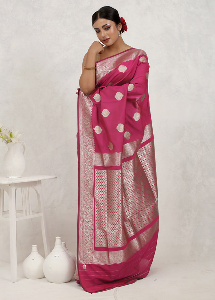 Pink Uppada Silk Saree With Blouse Piece