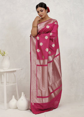 Pink Uppada Silk Saree With Blouse Piece