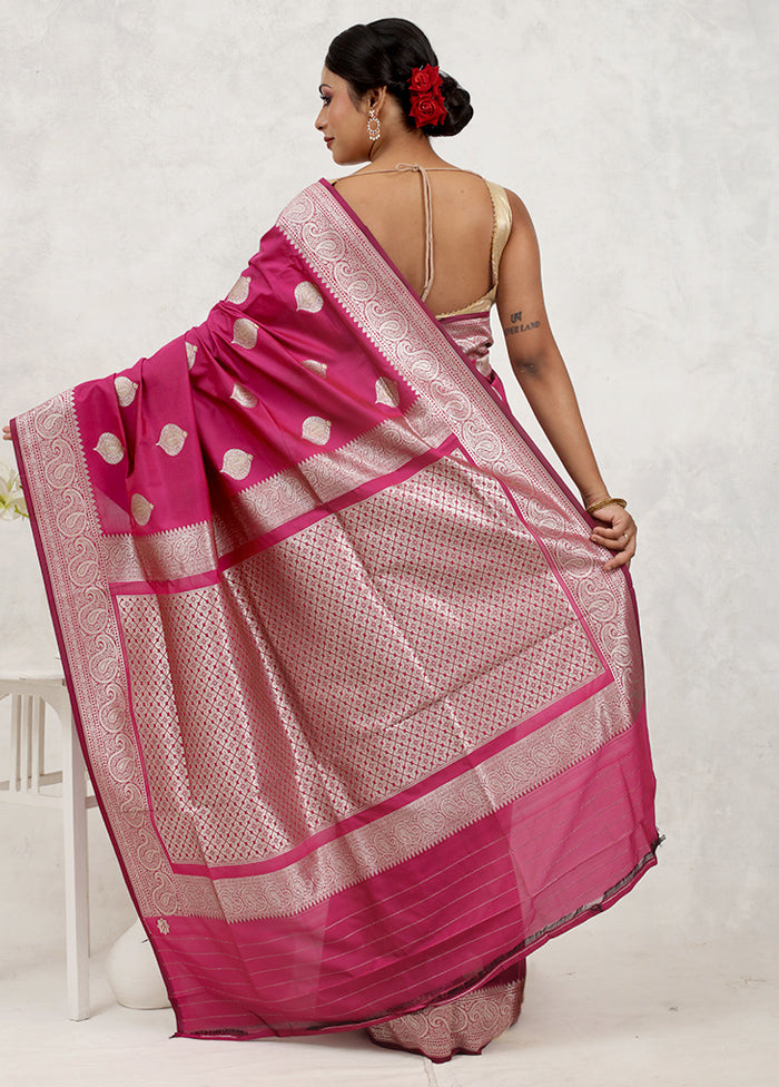 Pink Uppada Silk Saree With Blouse Piece