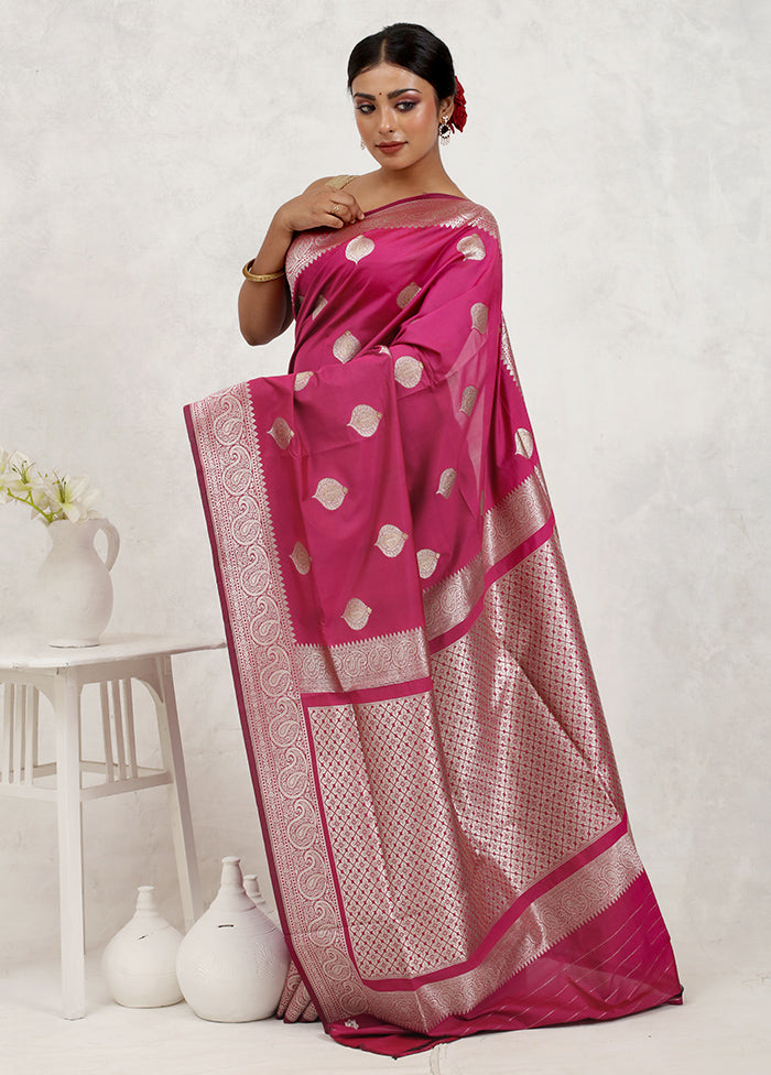 Pink Uppada Silk Saree With Blouse Piece