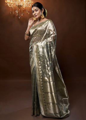 Grey Tissue Silk Saree With Blouse Piece