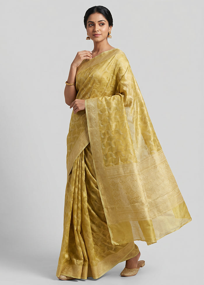Peach Tissue Silk Saree With Blouse Piece