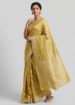 Peach Tissue Silk Saree With Blouse Piece
