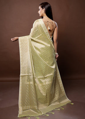Green Kora Silk Saree With Blouse Piece - Indian Silk House Agencies