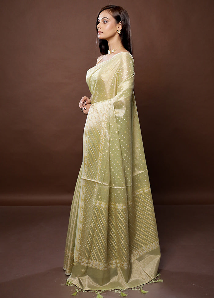 Green Kora Silk Saree With Blouse Piece - Indian Silk House Agencies