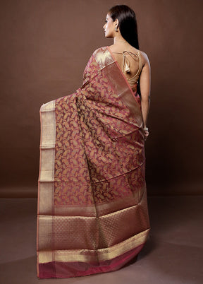 Pink Cotton Saree With Blouse Piece