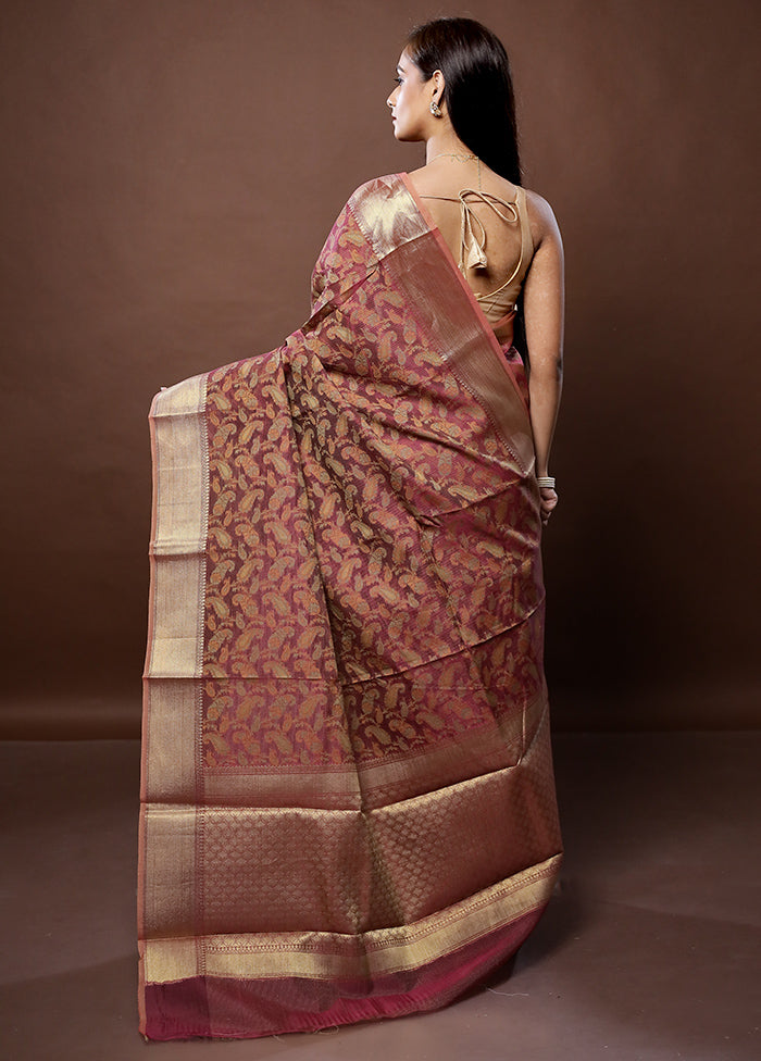 Pink Cotton Saree With Blouse Piece