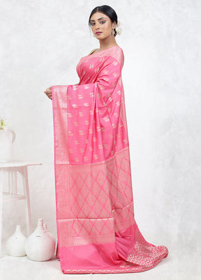 Pink Pure Cotton Saree With Blouse Piece