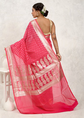 Pink Pure Cotton Saree With Blouse Piece