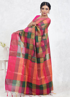 Multicolor Kora Silk Saree With Blouse Piece