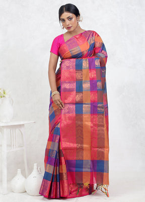 Multicolor Kora Silk Saree With Blouse Piece