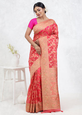 Pink Organza Saree With Blouse Piece