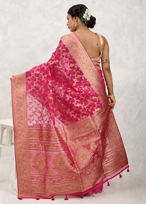 Pink Organza Saree With Blouse Piece