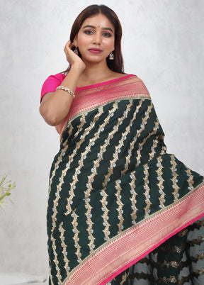 Green Georgette Saree With Blouse Piece