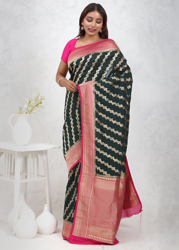 Green Georgette Saree With Blouse Piece