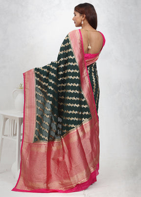 Green Georgette Saree With Blouse Piece