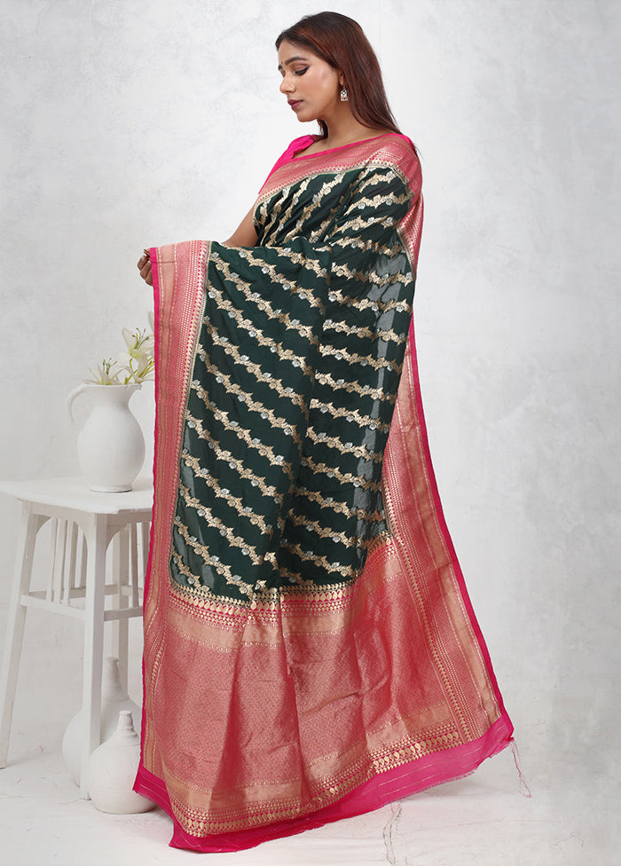 Green Georgette Saree With Blouse Piece