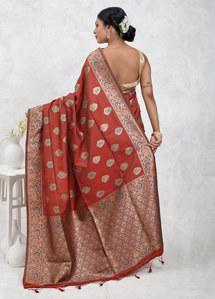 Maroon Dupion Silk Saree With Blouse Piece
