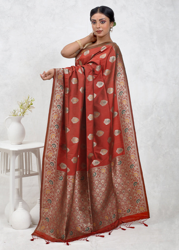 Maroon Dupion Silk Saree With Blouse Piece