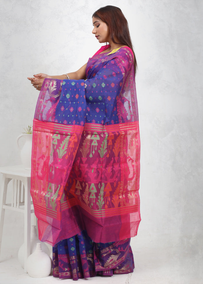 Peach Dupion Silk Saree With Blouse Piece