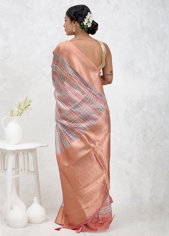 Cream Dupion Silk Saree With Blouse Piece