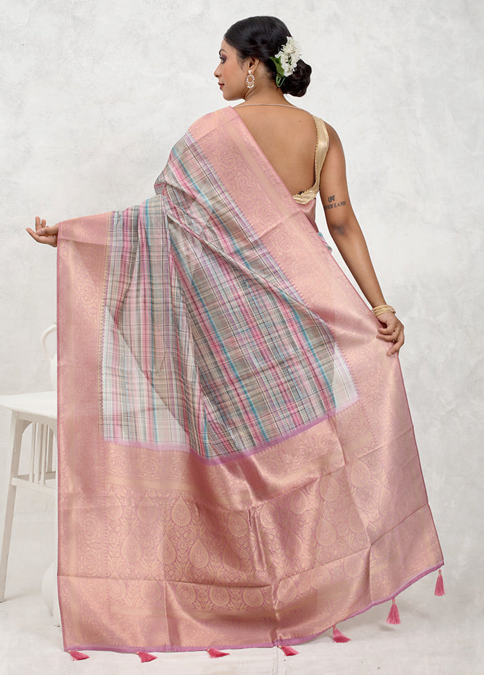 Cream Dupion Silk Saree With Blouse Piece