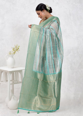 Blue Dupion Silk Saree With Blouse Piece