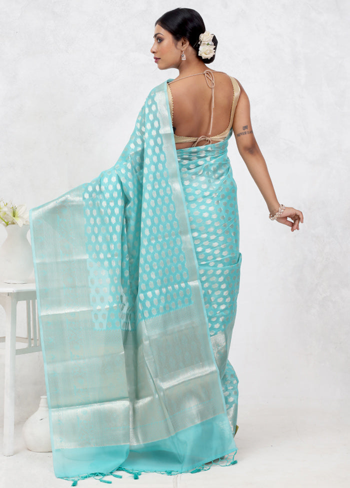 Green Kora Silk Saree With Blouse Piece