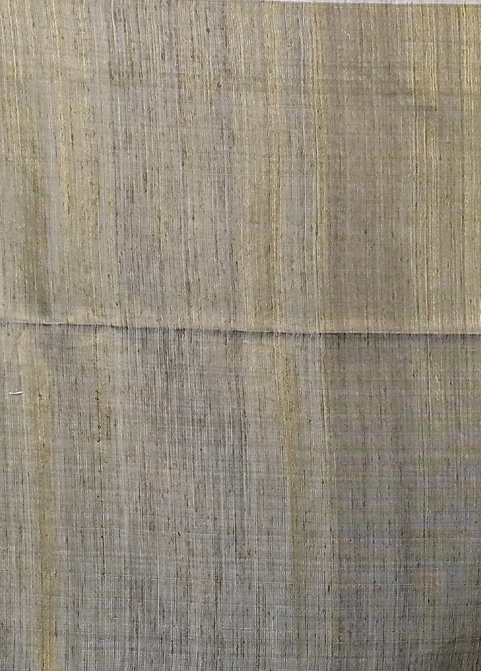 Grey Handloom Matka Pure Silk Saree With Blouse Piece