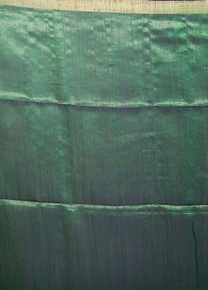 Green Handloom Matka Pure Silk Saree With Blouse Piece