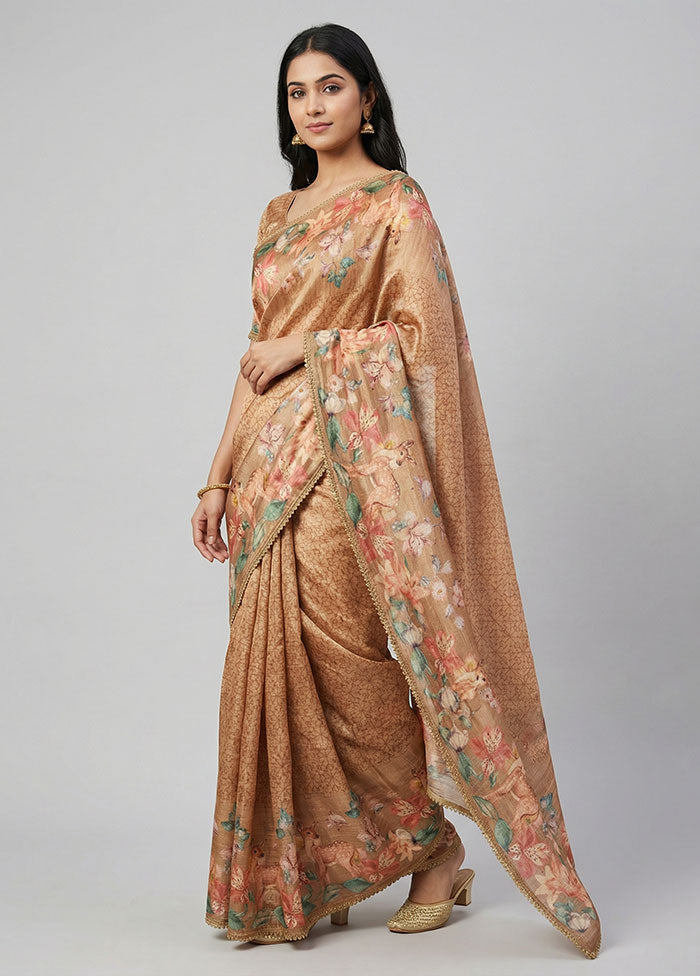 Multicolor Dupion Silk Saree With Blouse Piece