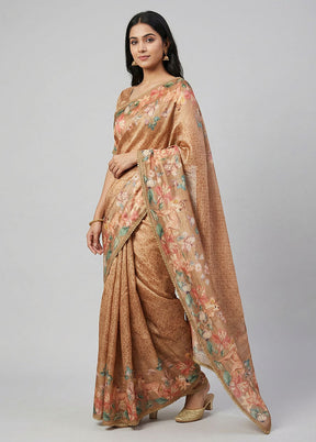 Multicolor Dupion Silk Saree With Blouse Piece