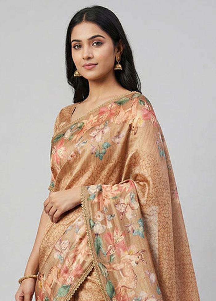 Multicolor Dupion Silk Saree With Blouse Piece