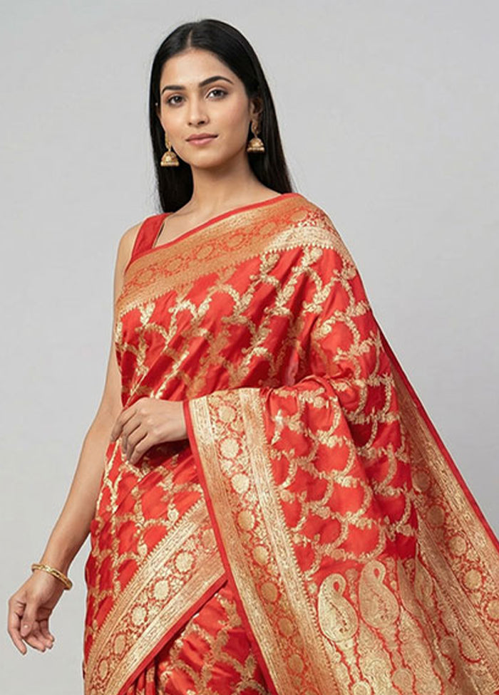 Pink Handloom Banarasi Pure Silk Saree With Blouse Piece