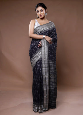 Black Pure Cotton Saree With Blouse Piece - Indian Silk House Agencies