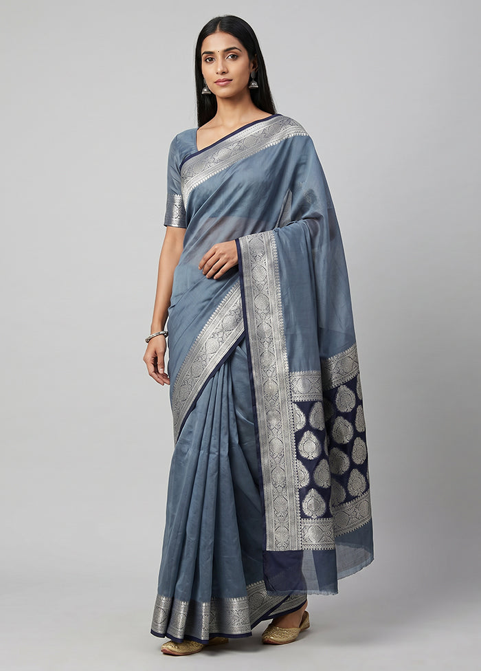 Blue Georgette Saree With Blouse Piece
