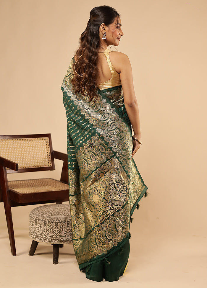 Green Dupion Silk Saree With Blouse Piece