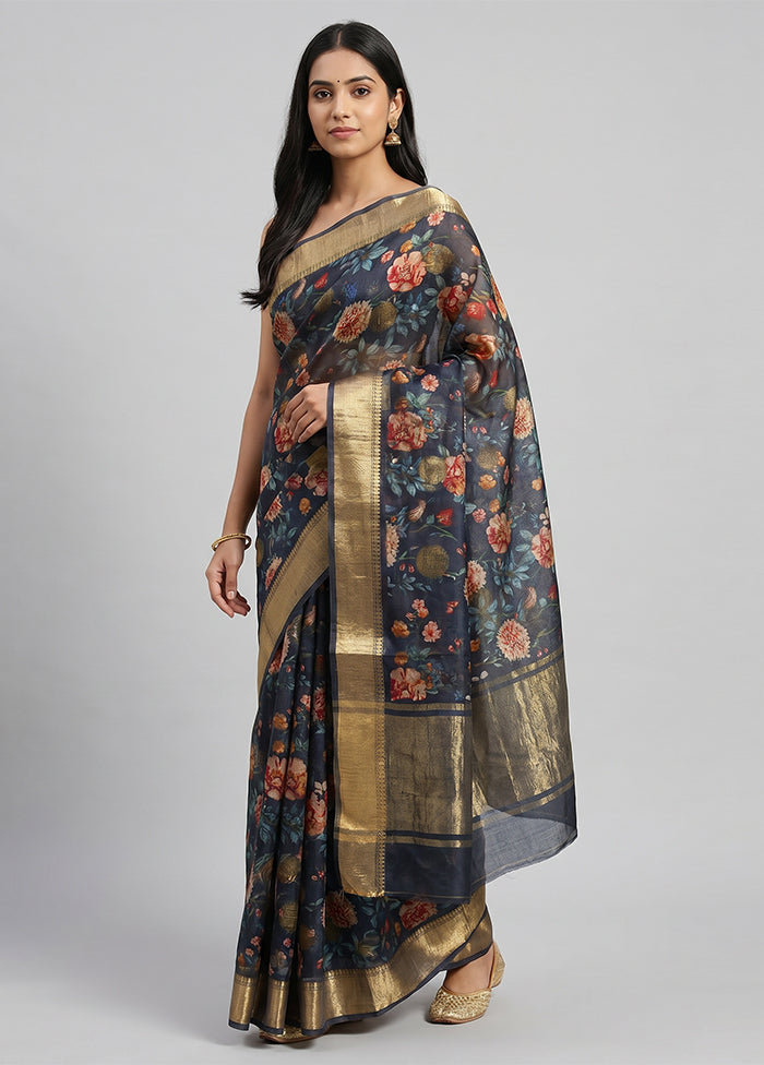 Green Handloom Pure Organza Saree With Blouse Piece