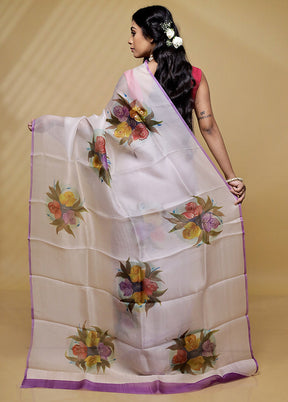 White Organza Saree With Blouse Piece